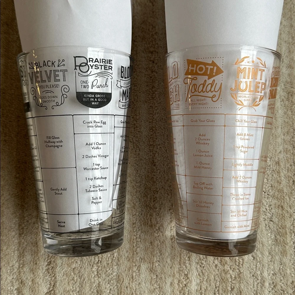 Bottoms Up Quality Cocktail and Remedies Hangover Recipe Pint Glasses